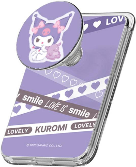 산리오 글로시 스마트톡 마그네틱 카드지갑 거치대 (맥세이프 호환), 1개, LOVE라인_쿠로미