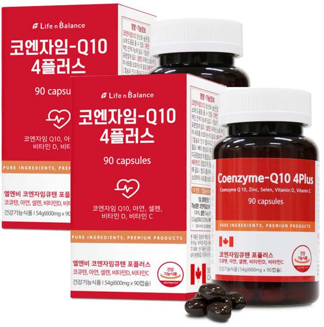 앨엔비 코엔자임큐텐90캡슐 x2통 아연 셀렌 비타민D 비타민C, 2개, 90정
