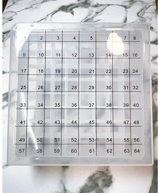 64格塑膠防水收納盒/15mm格寬/適用個人印鑑小章便章, 1個, 印刷編號版(含蓋)