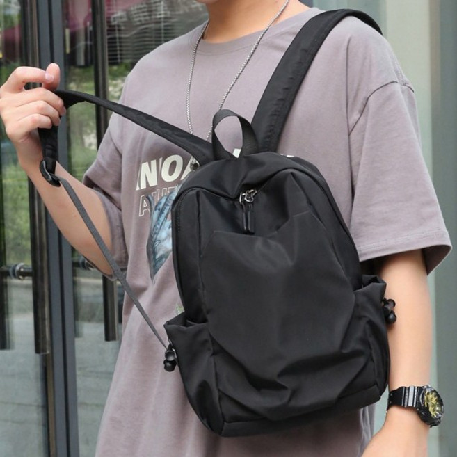 迷你潮流輕便 女 帆布 尼龍 防水 小後背包 電腦包 書包 旅行包, 1918黑色