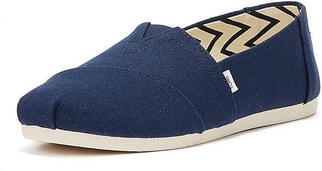TOMS 여성용 Alpargata 슬립온 플랫 네이비 재활용 면 캔버스 7 215169