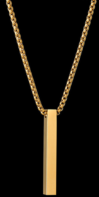 VITALO 미니멀 바 펜던트 남성 목걸이 케이스 포함 스테인리스 체인 남녀공용 실버 골드 블랙