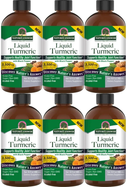 네이처스앤서 고흡수 리퀴드 터메릭 심황 강황 3500mg 액상 액체, 6팩, 480ml - 쿠팡