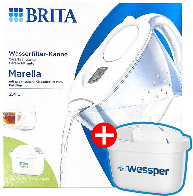 브리타 정수기 마렐라 쿨 2.4L 화이트 맥스트라 프로필터(신형) 1개 + 웨스퍼 호환필터1개