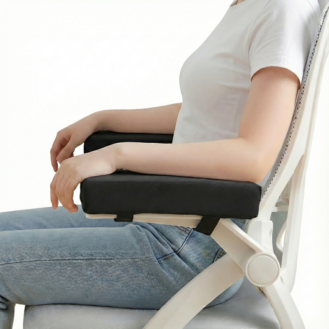 포클릿 벽돌형 의자팔걸이 쿠션 2개세트, 퓨어 블랙