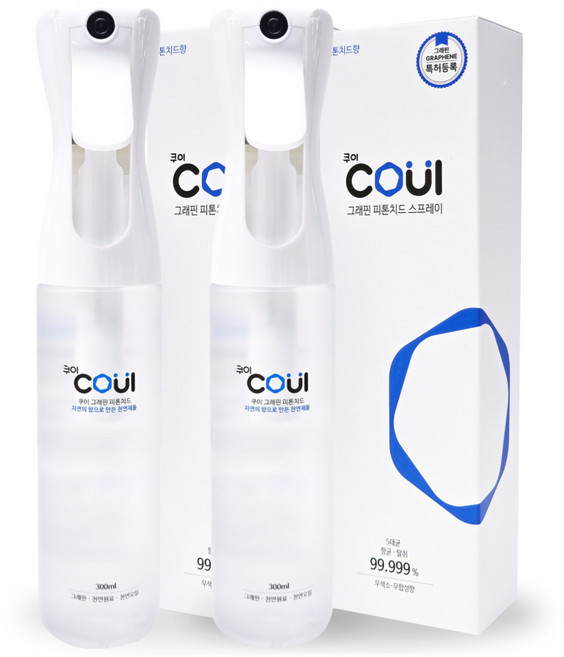 친환경 쿠이 그래핀 살균 소독제 피톤치드 편백오일 안개분사 스프레이 개별포장, 2개, 300ml