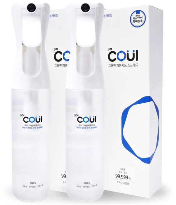 친환경 쿠이 그래핀 살균 소독제 피톤치드 편백오일 안개분사 스프레이 개별포장, 2개, 300ml - 쿠팡