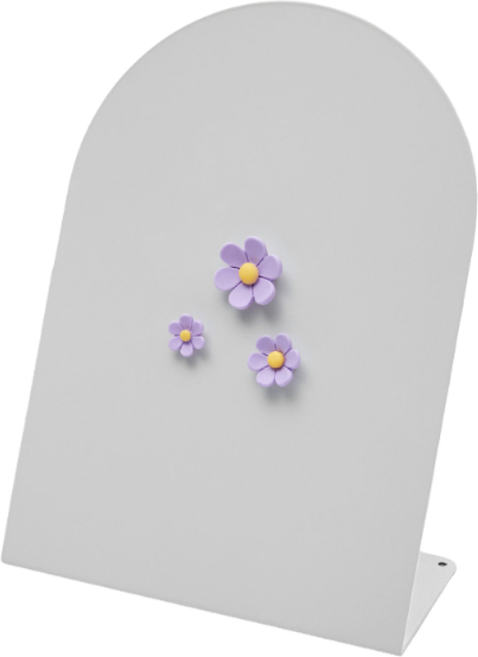 미로제로 아치형 메탈 메모 보드 자석 메모판 + 꽃 마그넷 3P 여행 마그네틱 보드판, 화이트, 1개