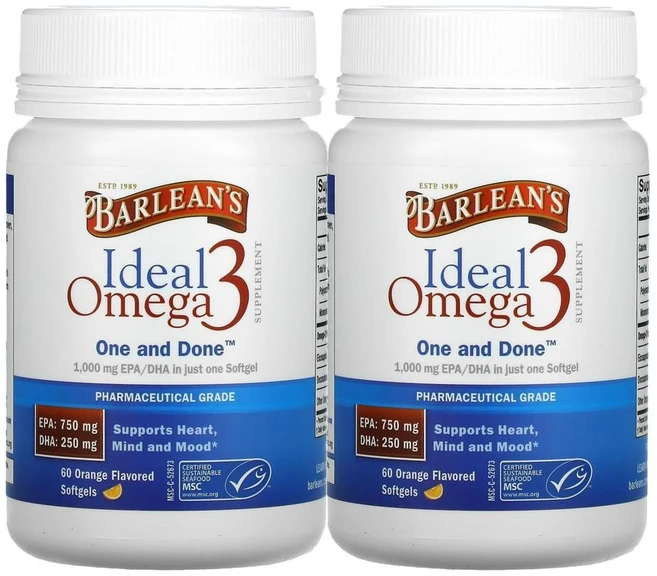 Barlean's 아이디얼 오메가3 오렌지맛, 60정, 2개 - 쿠팡