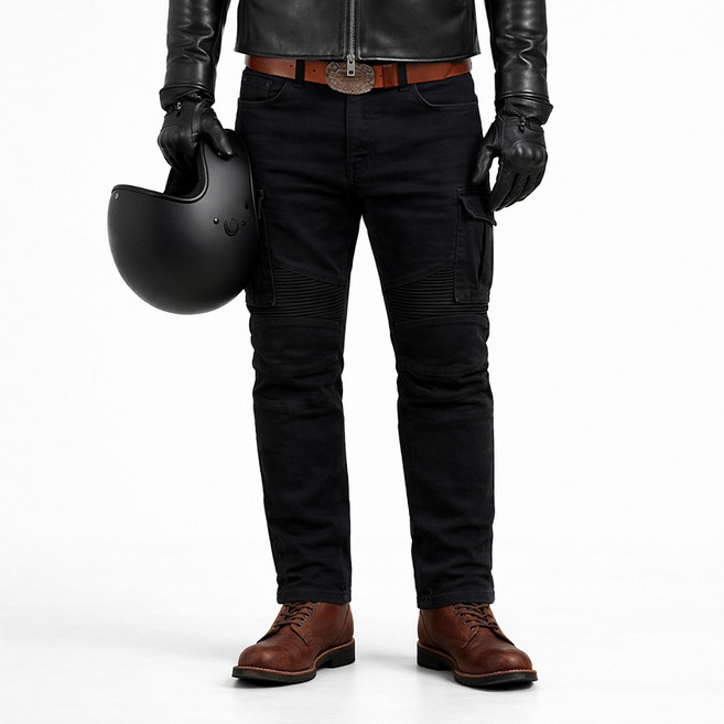 모토팬츠 바이크 팬츠 보호패드포함, 블랙