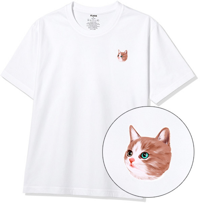 플라바 시그니처 남녀공용 반팔 티셔츠 남자 남성 면티 빅사이즈 고양이 반팔