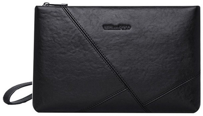 큐제이홈 월리엄 폴로 유연한 가죽 클러치백