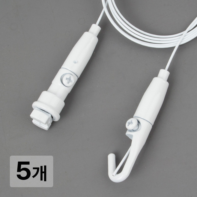 [철물인] 액자걸이 강력원터치 소 5kg용 화이트 - 간편레일 천장용, 5개, 와이어1미터-화이트