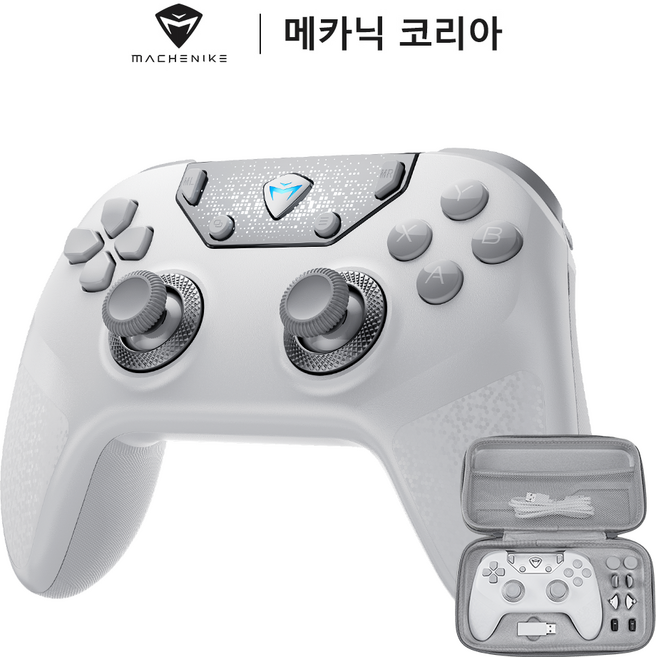 MACHENIKE F1 블루투스 게임패드 게이밍 컨트롤러 3모드 3핀핫스왑 6키 1500mah, 1개, F1모델 (수납가방 보함 ) 화이트
