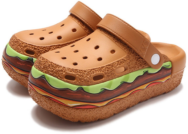곰돌이샵 5cm 통굽 햄버거 EVA 클로그 샌들 슬리퍼