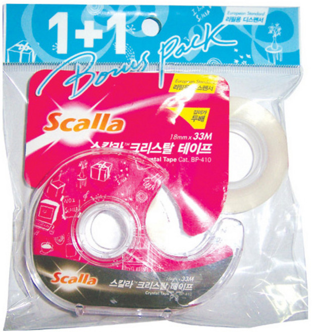 스칼라)크리스탈 테이프+리필/Scalla 유리테이프C1833D+R1-18mmX33m