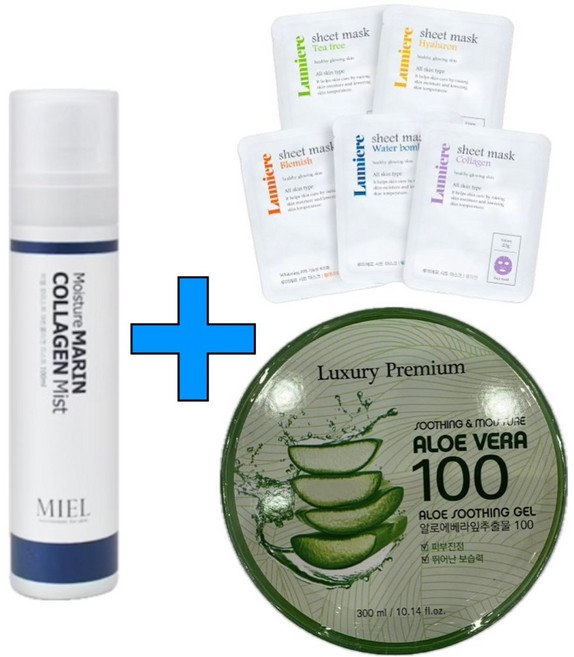미엘 모이스처 마린 콜라겐 미스트 100ml+알로에베라 수딩젤 300ml+시트팩 5매