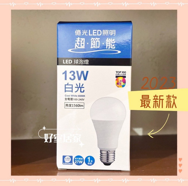 億光 LED球泡燈 13W 白光 6500K 1560lm, 1個, 13W燈泡 [上限50入],黃光