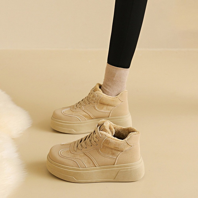 꾸꾸지민 따뜻한 키높이 통굽 워커 스니커즈
