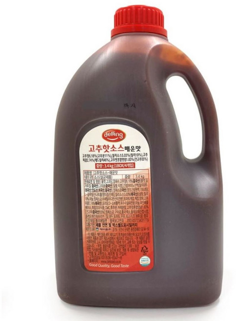 백호 델링 고추핫소스(매운맛) 3.4kg, 2개