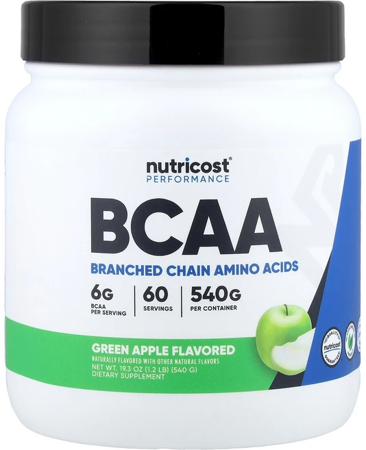 뉴트리코스트 Nutricost 운동 능력 BCAA 그린 애플 540g1.2lb124520원산지:기타, 1개, 540g - 쿠팡