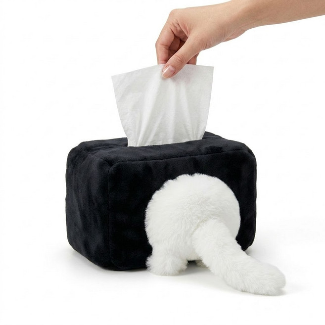 치트몰 귀여운 고양이 엉덩이 휴지 케이스, 1개, 블랙