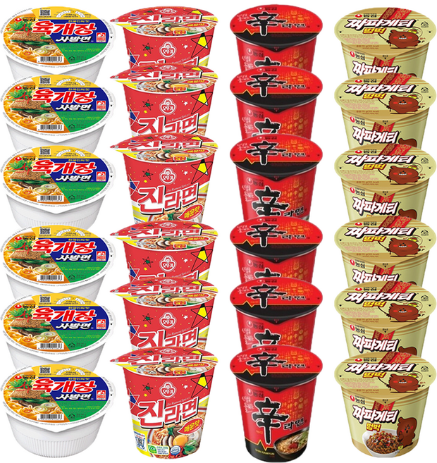 소컵라면세트 (육개장 사발면6 신라면6 진라면 매운맛6 짜파게티 범벅6)