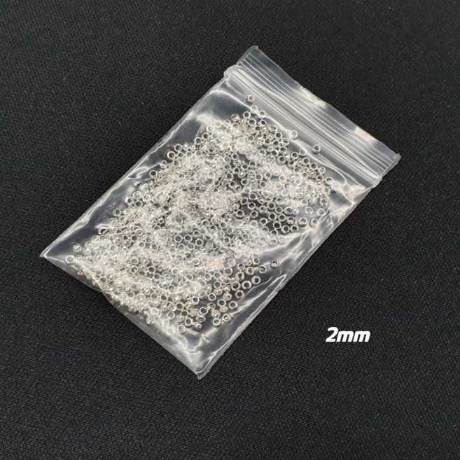 PARABRO 누름볼 비드팁, 2mm, 500개, 실버