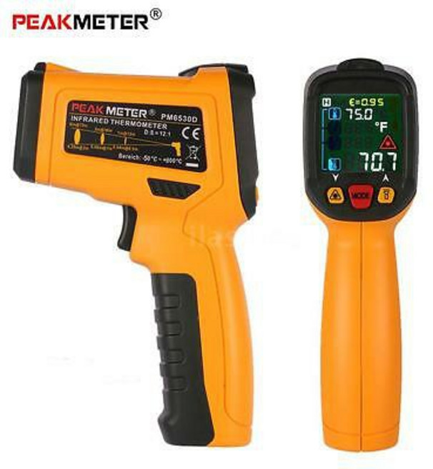 PEAKMETER PM6530D 紅外線測溫槍 -50°C~800°C 適用 K型探頭, 1個