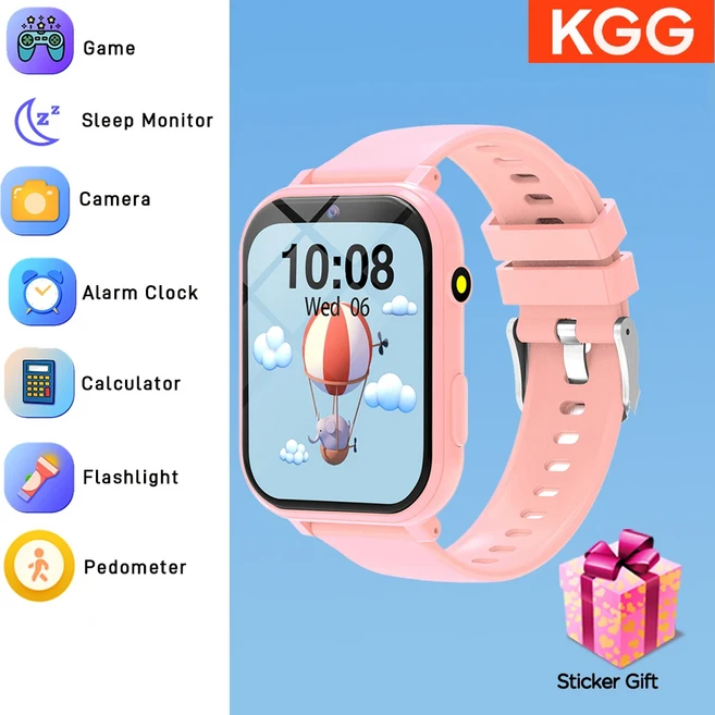 게임 스마트워치 키즈 1.83인치 HD 터치스크린 18가지 게임 수면 모니터링 카메라 알람 시계 스마트워치 어, 06 pink 1