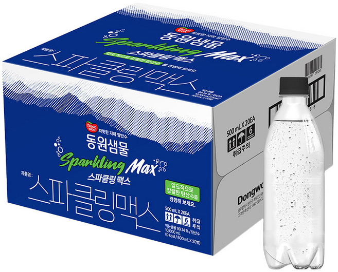 동원샘물 스파클링 맥스 탄산수 무라벨, 500ml, 20개