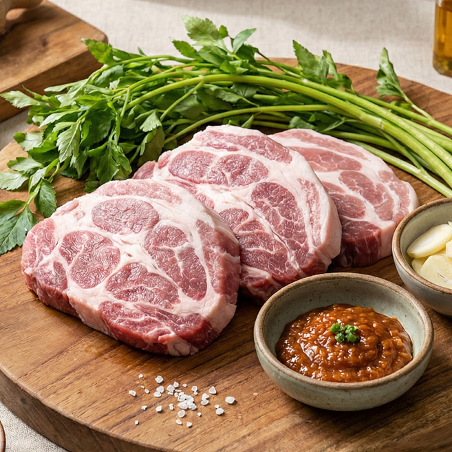 소노마푸드 미나리 먹여키운 국내산 돼지 프리미엄 명품 목살 구이용 냉장, 1개, 500g