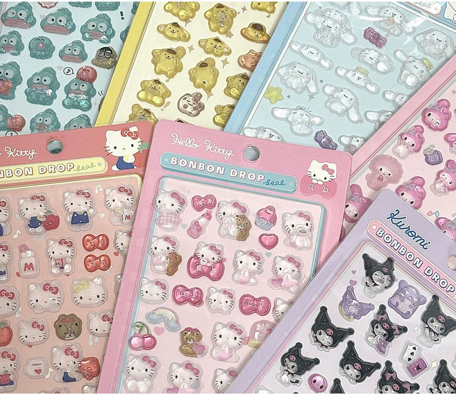 고고다 산리오 3D 입체 스티커 7종 세트 헬로키티/마이멜로디/시나모롤/쿠로미/한교동, 7장, 산리오 입체스티커 세트