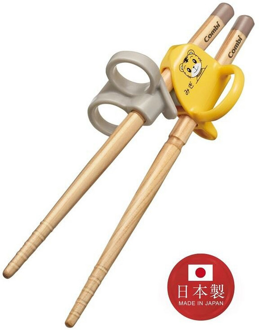 Combi 康貝 巧虎三階段彈力學習筷(日本製)【金寶貝】, 1個, 左手 17866, 黃