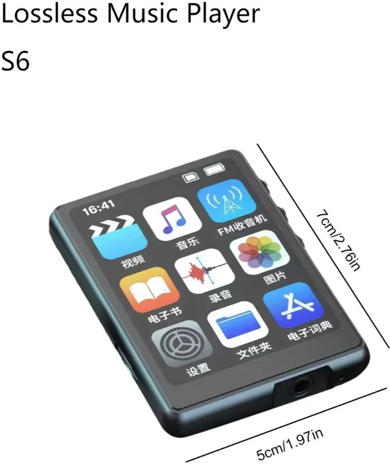 안드로이드 14 블루투스 호환 5.0 용 MP3 플레이어 미니 음악 인치 풀 스크린 32GB/64GB 걷기, 01 S6, 01 빠른