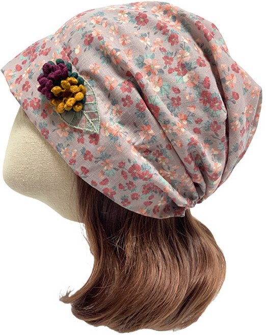 엄마짱 MDS_8494_꽃잔디 열매 밴딩두건/ 가벼운 얇은비니 셔링모자 중년여성 봄여름두건 위생두건 여성탈모 엄마선물모자 생활복 헤어두건 나들이모자