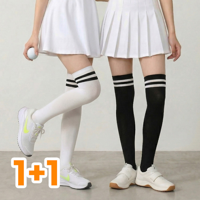 더미니멀 니삭스 투톤 골프스타킹 팬티스타킹 2개 롱 블랙+화이트 1세트