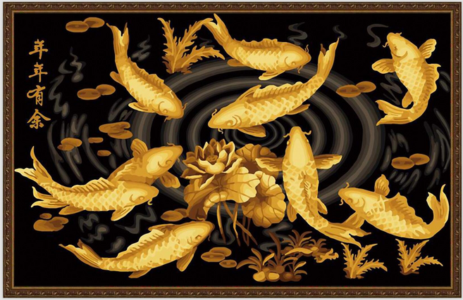 대형 명화 그리기 DIY 60X75cm 유화 캔버스 세트 거실 인테리어 그림 150종, E.동물, E004.황금잉어, 1개, E004.황금잉어