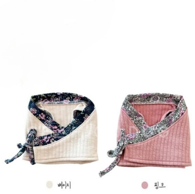코코링하우스 반려견 명절 자수 저고리 강아지 크롭 누빔 배자 한복, 핑크