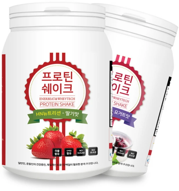 1+1 HN뉴트리션 단백질쉐이크 600g 4종/프로틴 선식 식사대용 보충제, HN 프로틴쉐이크(딸기맛), HN 프로틴쉐이크(요거트맛), 2개 - 쿠팡