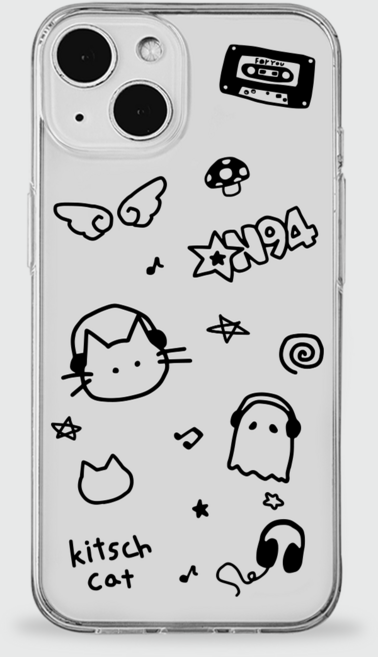 젤리케이스 몽글낙서 핸드폰 커스텀 아이폰16 하찮은 심플한 귀여운 오브제 토끼 고양이