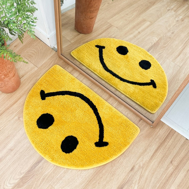 반달 스마일 매트 주방 욕실 거실 화장실 발매트 극세사 보들보들 발판 미끄럼방지