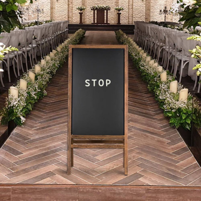 디피제로 A형 양면형 칠판 나무 입간판 브라운