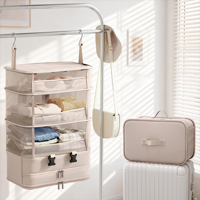 여행용 걸이형 압축 파우치 5단 정리함 공간절약