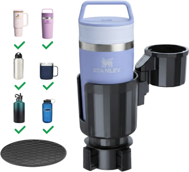 마이코지카 차량용 대형 텀블러 멀티 컵홀더 거치대, 블랙, 1개