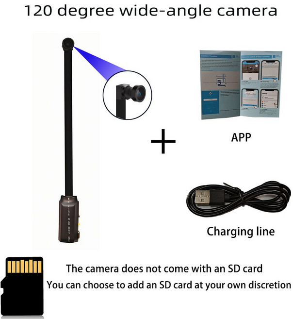 4K HD 미니 스타일 HD WIFI 보기 카메라 동작 DIY 카메라 무선 원격 감지 소형 지원, 01 120 degree camera, 01 Add 128GB card, 120 degr camera, 1개