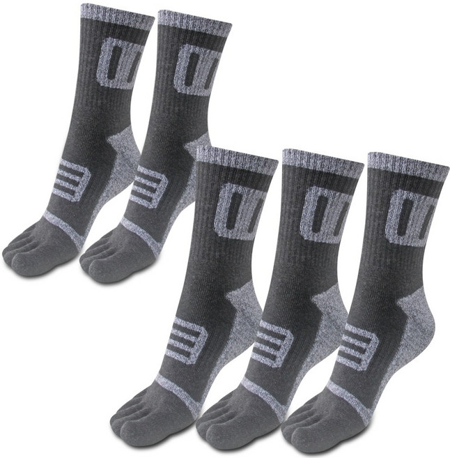 남자 두툼한 이중바닥 등산 스포츠 쿠션 발가락양말 중목 5켤레