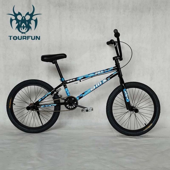 BMX자전거 20인치 입문용 초보 묘기 익스트림, 1개, 1cm, 블랙 블루 카모