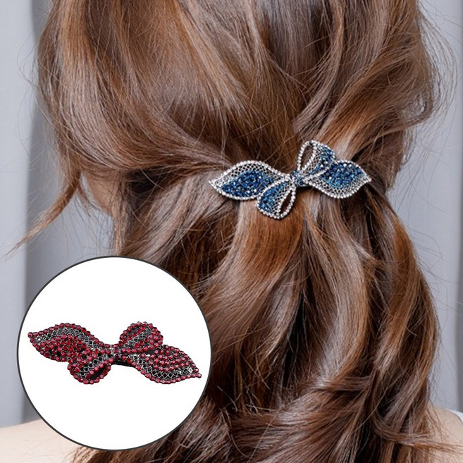 IDEA1st 큐빅 리본 자동핀 미니똑딱핀 옆머리핀 반묶음 단발 머리핀 앞머리삔