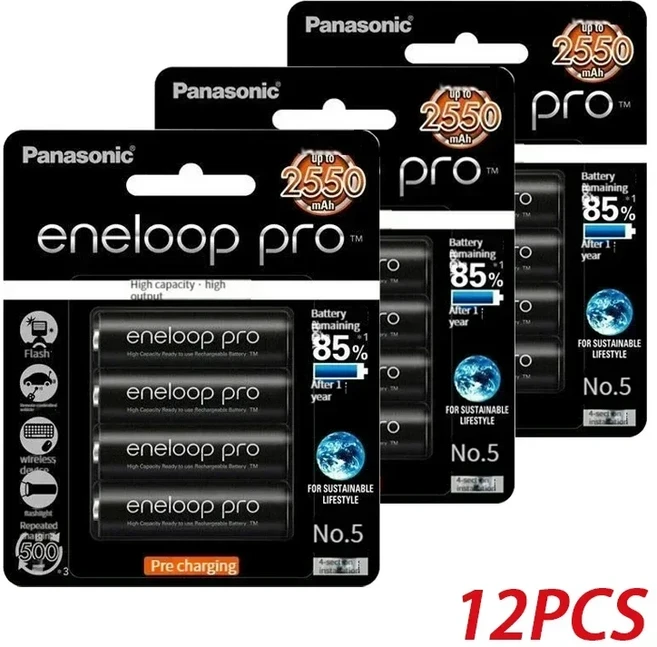 100% Panasonic Eneloop 기존 배터리 Pro AA 2550mAh 1.2V NI-MH 카메라 손전등 장난감 사전